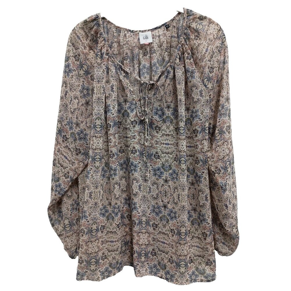 CAbi‎ Womens Siena Chiffon Blouse Top Small Floral Long Sleeve BOHO Fairy 5028